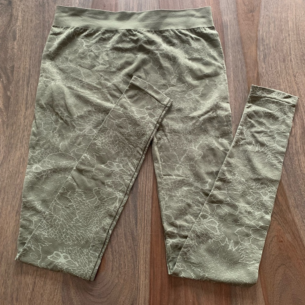Rachel Leggings Made In Italy Green Size L/XL Extra Large Medium Textured